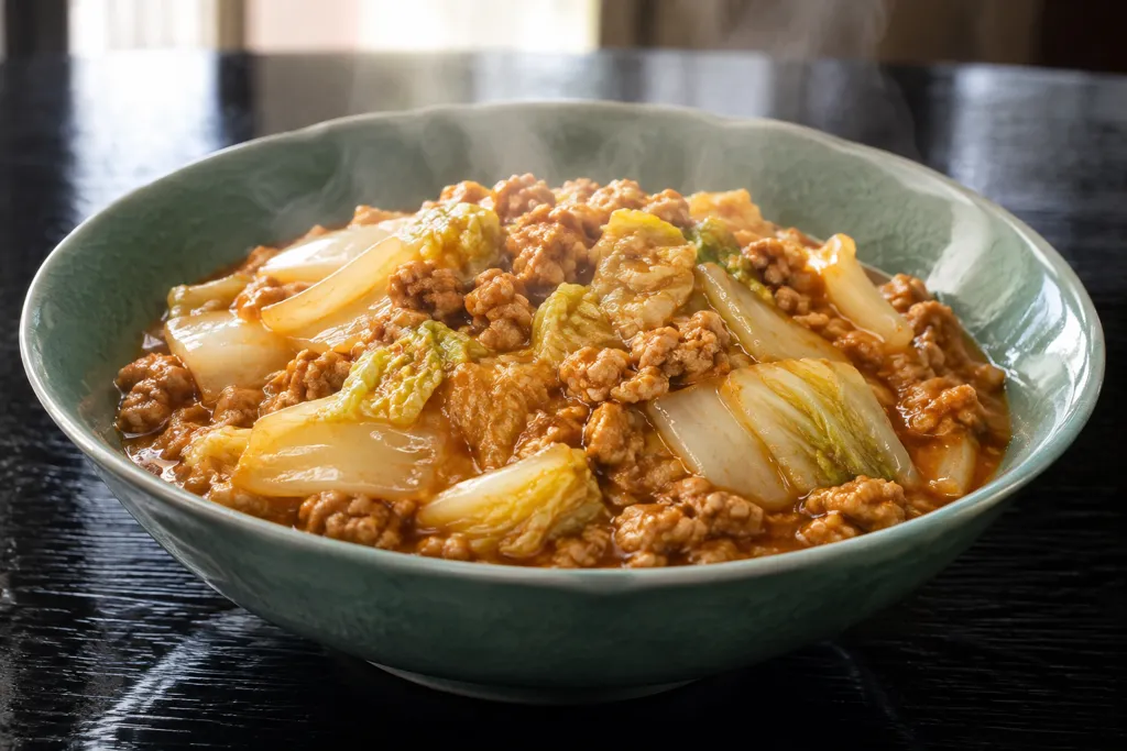 鶏ひき肉と白菜の麻婆の完成イメージ