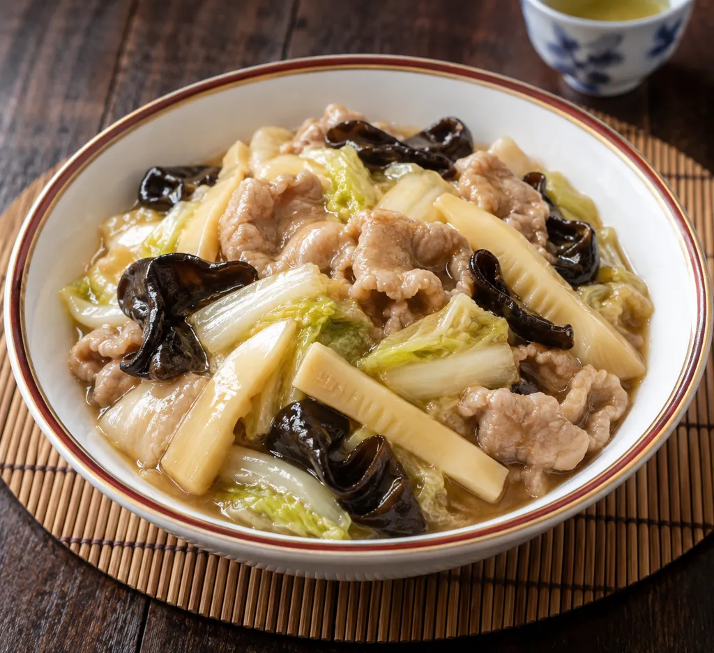 豚こま肉とたけのこの八宝菜あんの完成イメージ