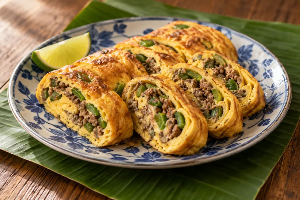 ピーマンと牛ひき肉の韓国卵焼きの完成イメージ