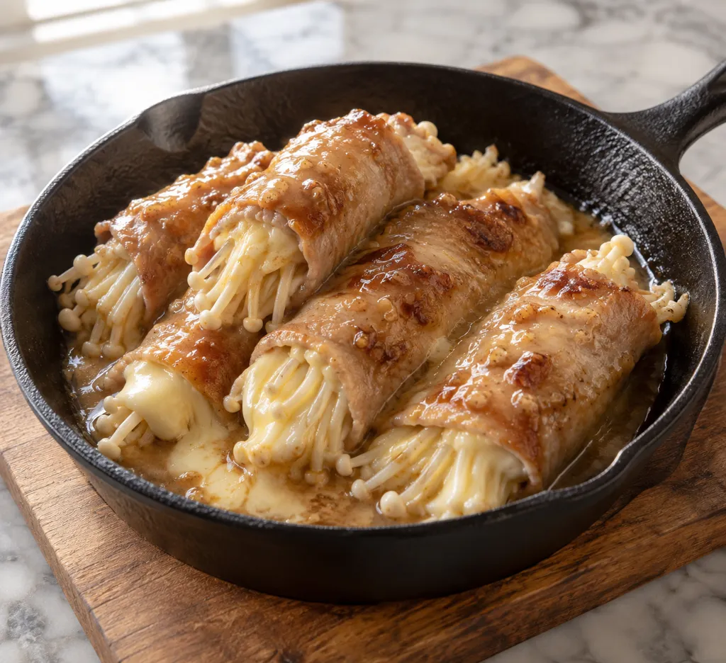 豚ロースとえのきのチーズ巻き焼きの完成イメージ
