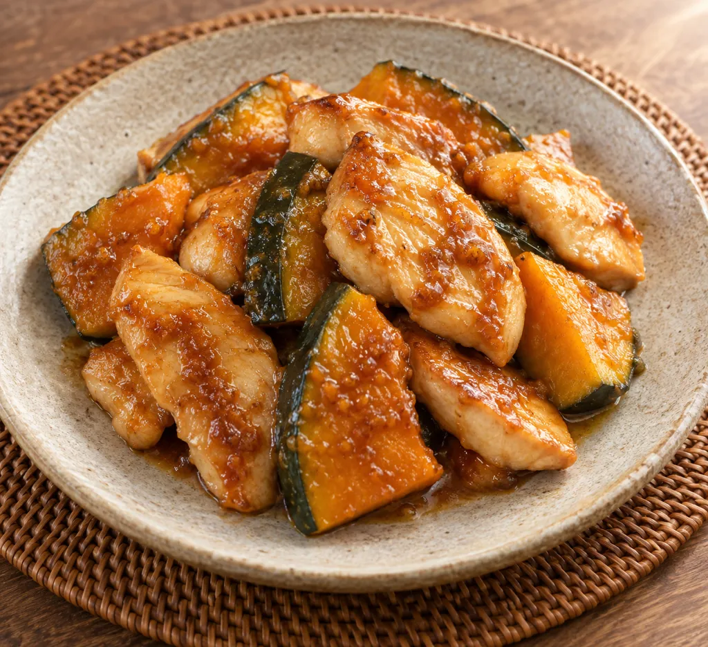 鶏むね肉とかぼちゃの味噌しょうが南蛮の完成イメージ