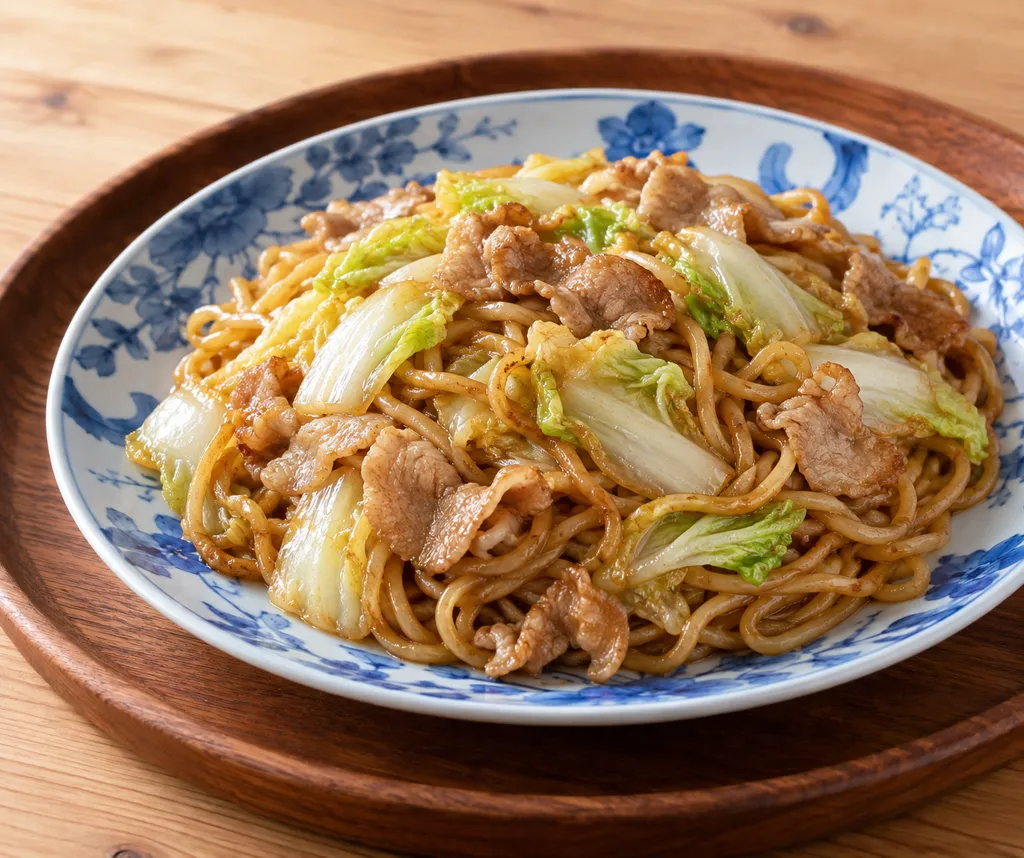 豚こま肉と白菜の焼きそばの完成イメージ