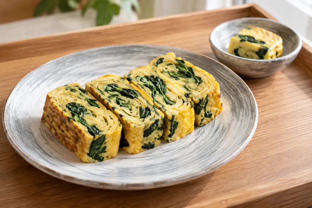 ほうれん草の厚焼き卵の完成イメージ