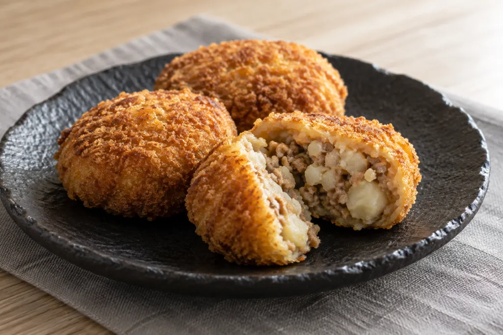 じゃがいもと豚ひき肉の味噌コロッケの完成イメージ