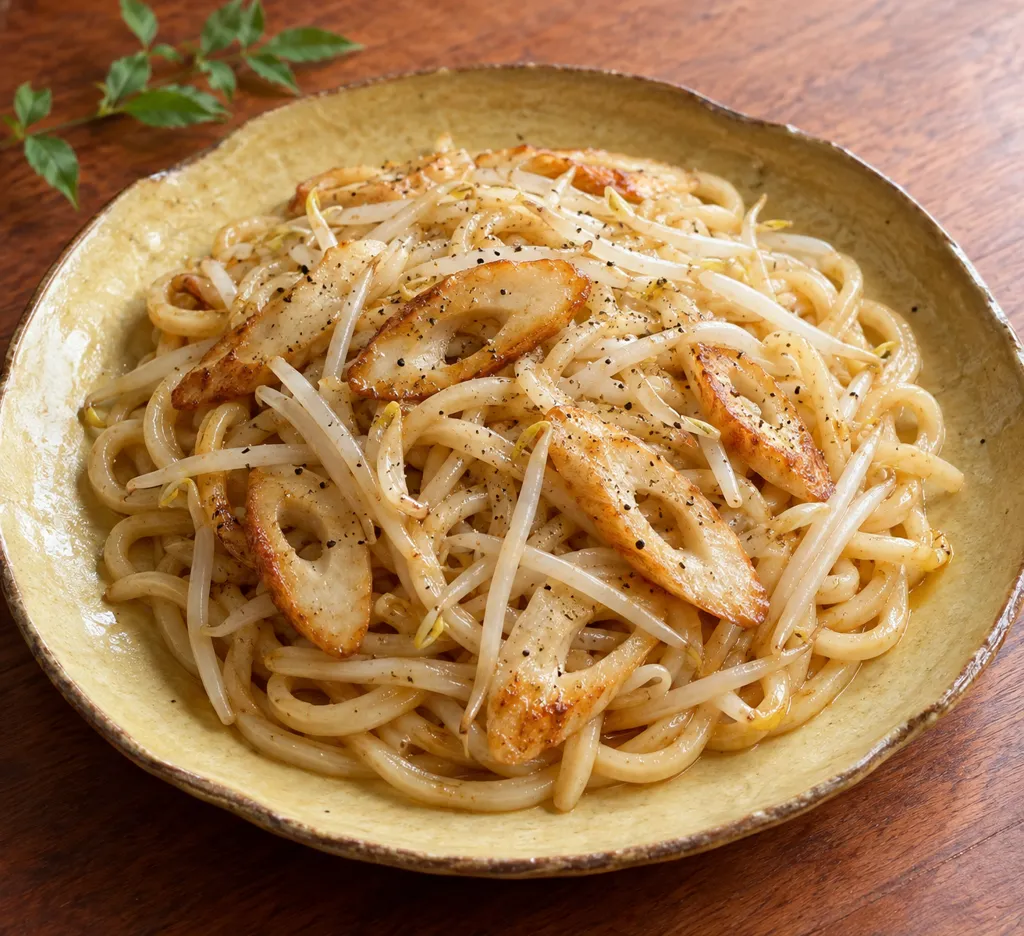 ちくわともやしの焼きうどんの完成イメージ
