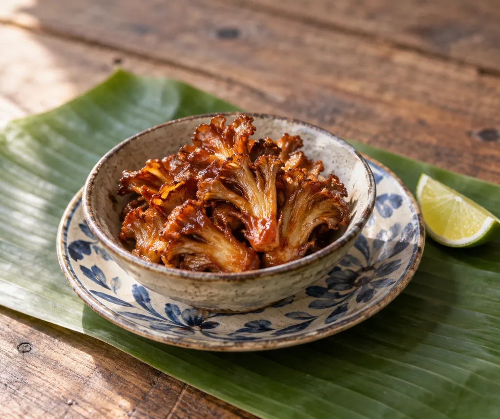 まいたけのヤンニョム揚げ焼きの完成イメージ