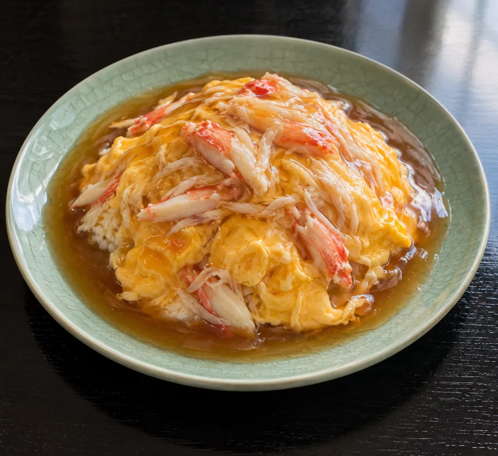 かにと卵の醤油あん天津飯の完成イメージ