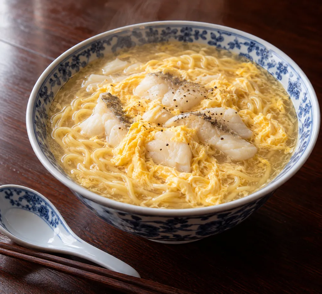 たらと卵の酸辣湯麺の完成イメージ