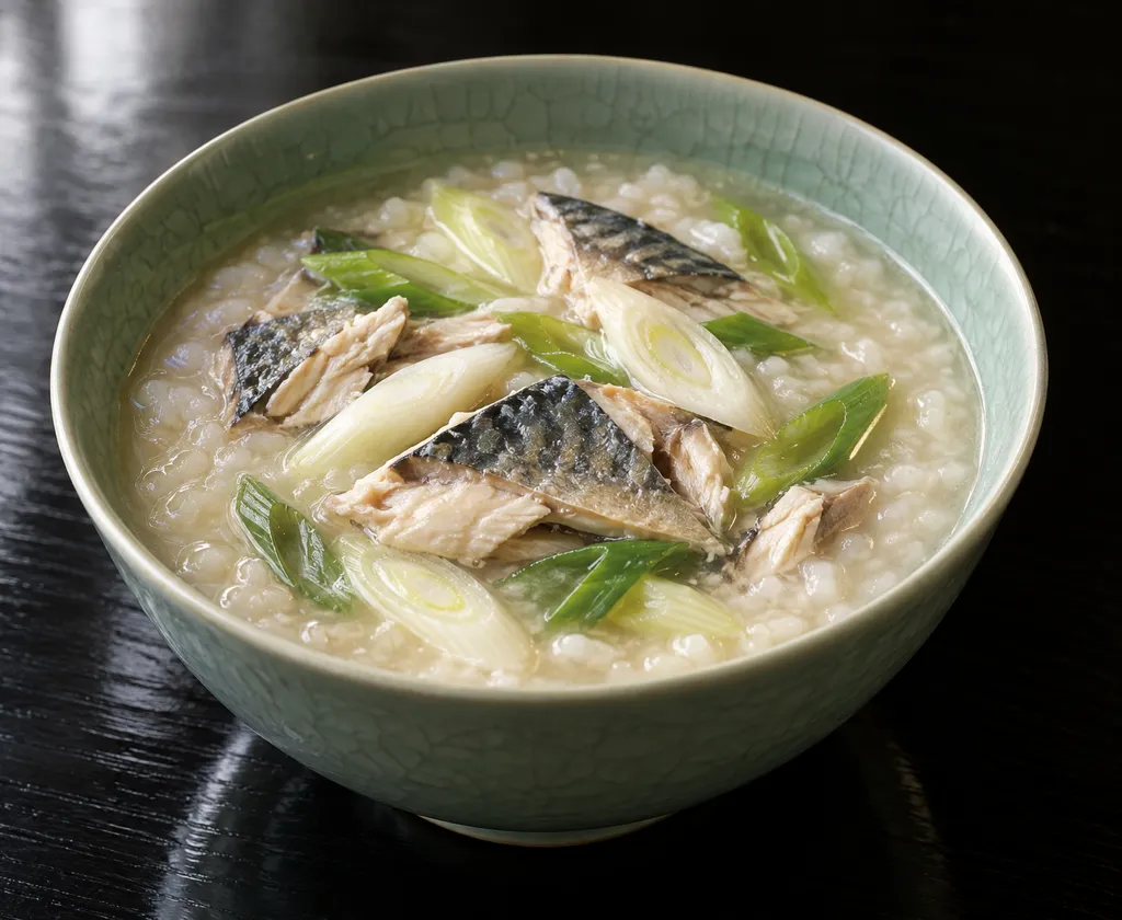 さばとねぎの中華粥の完成イメージ