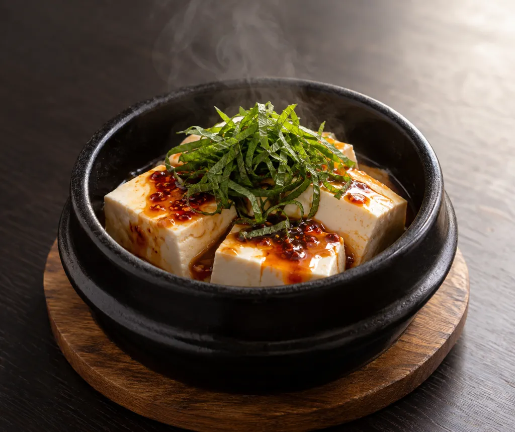 木綿豆腐と大葉の韓国風冷ややっこの完成イメージ