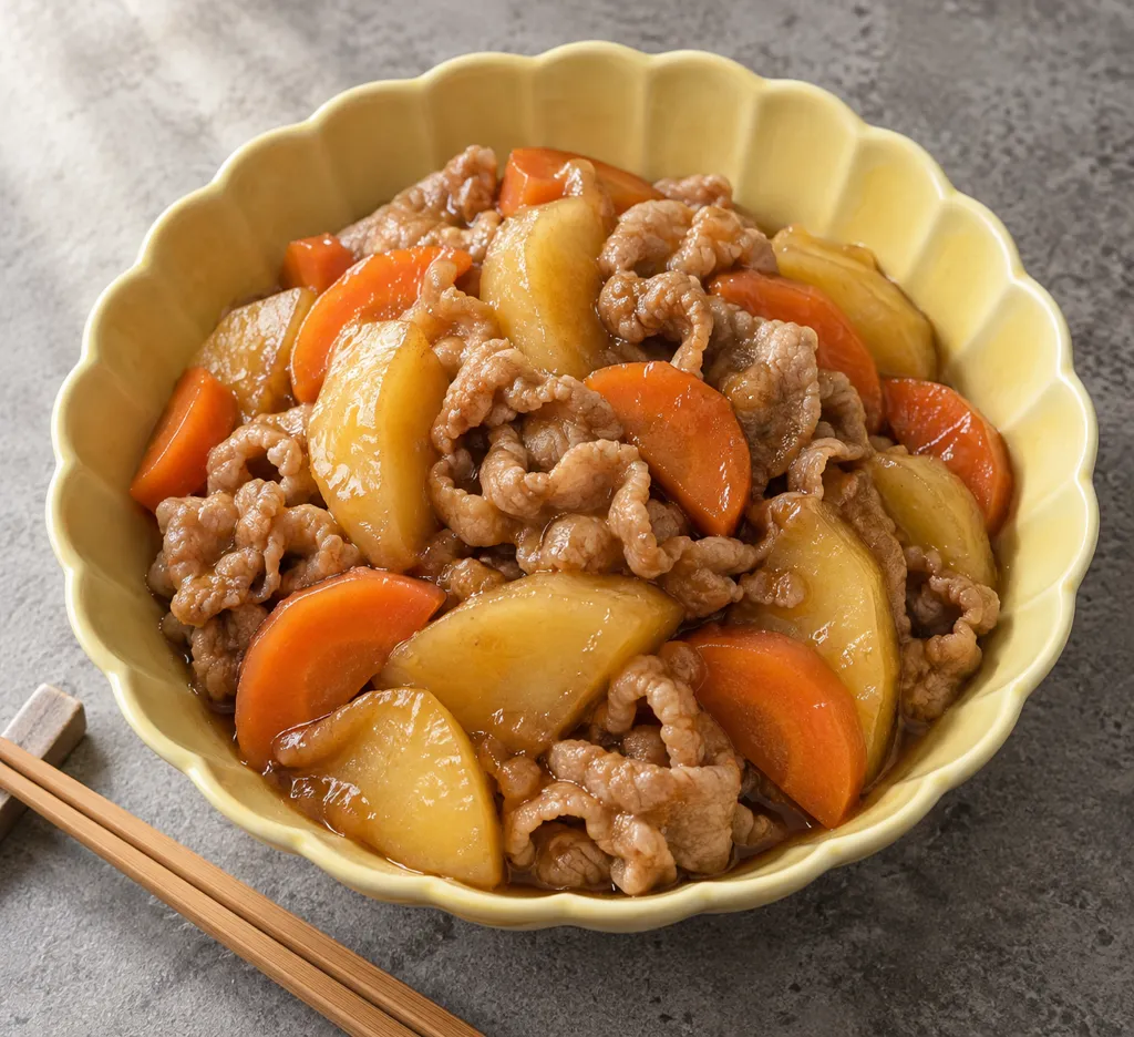 時短豚こまとにんじんの中華肉じゃがの完成イメージ