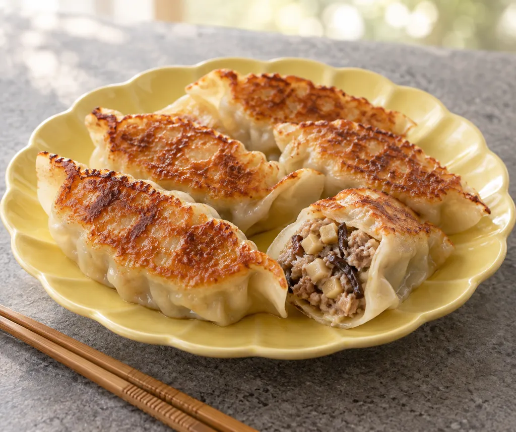 豚ひき肉とたけのこの焼き餃子の完成イメージ