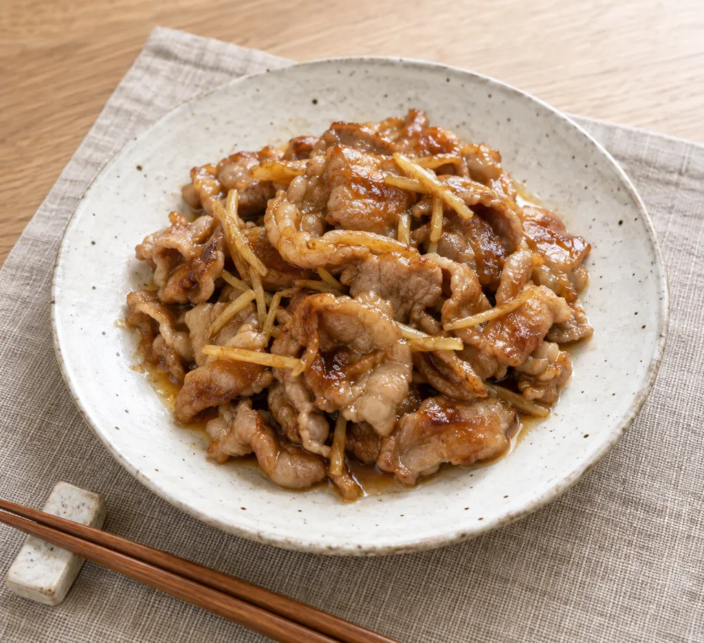 豚こま肉の生姜焼きの完成イメージ