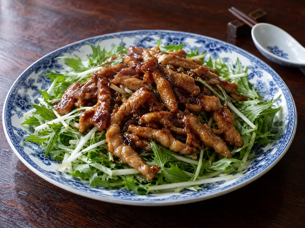豚ロースと水菜の京醤肉絲風の完成イメージ