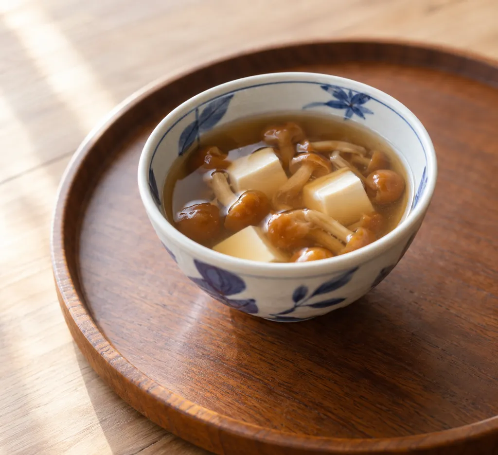 なめこと豆腐のすまし汁の完成イメージ