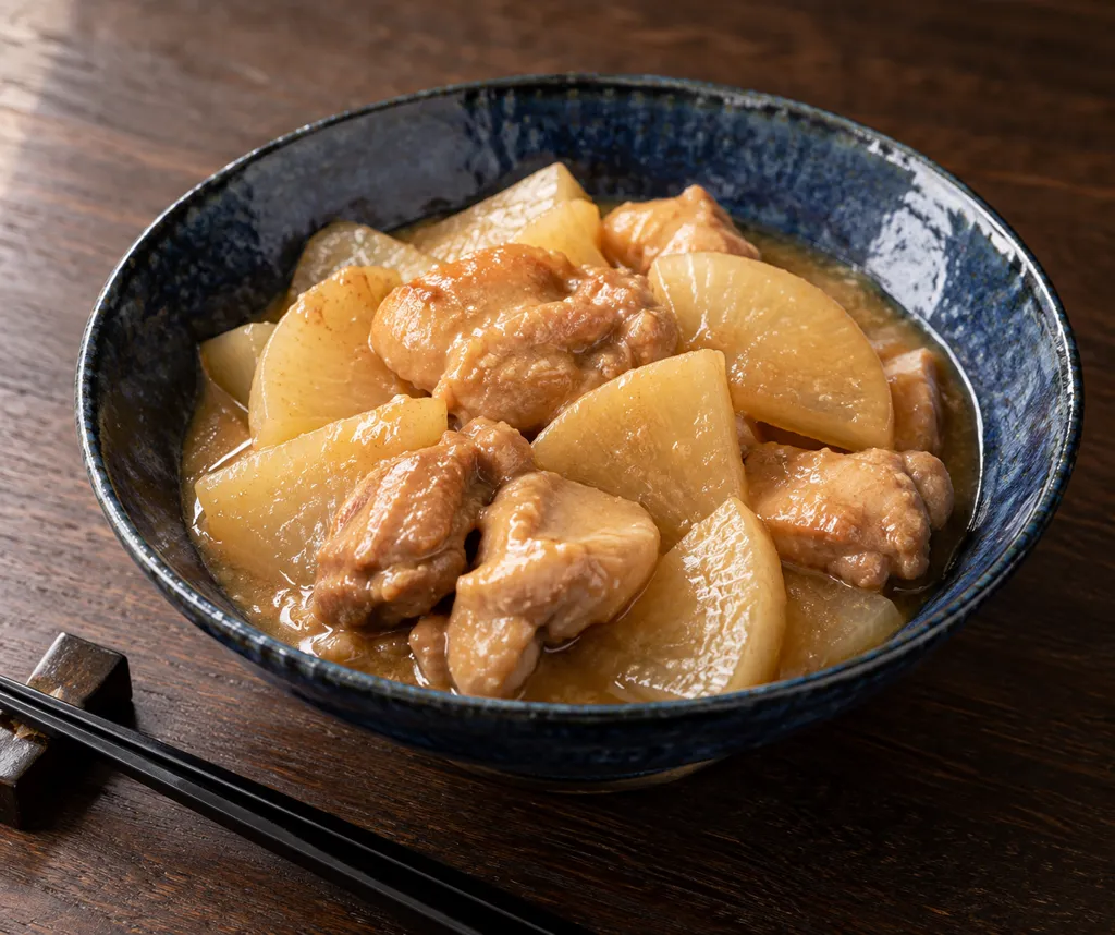 時短鶏もも肉と大根の味噌煮の完成イメージ
