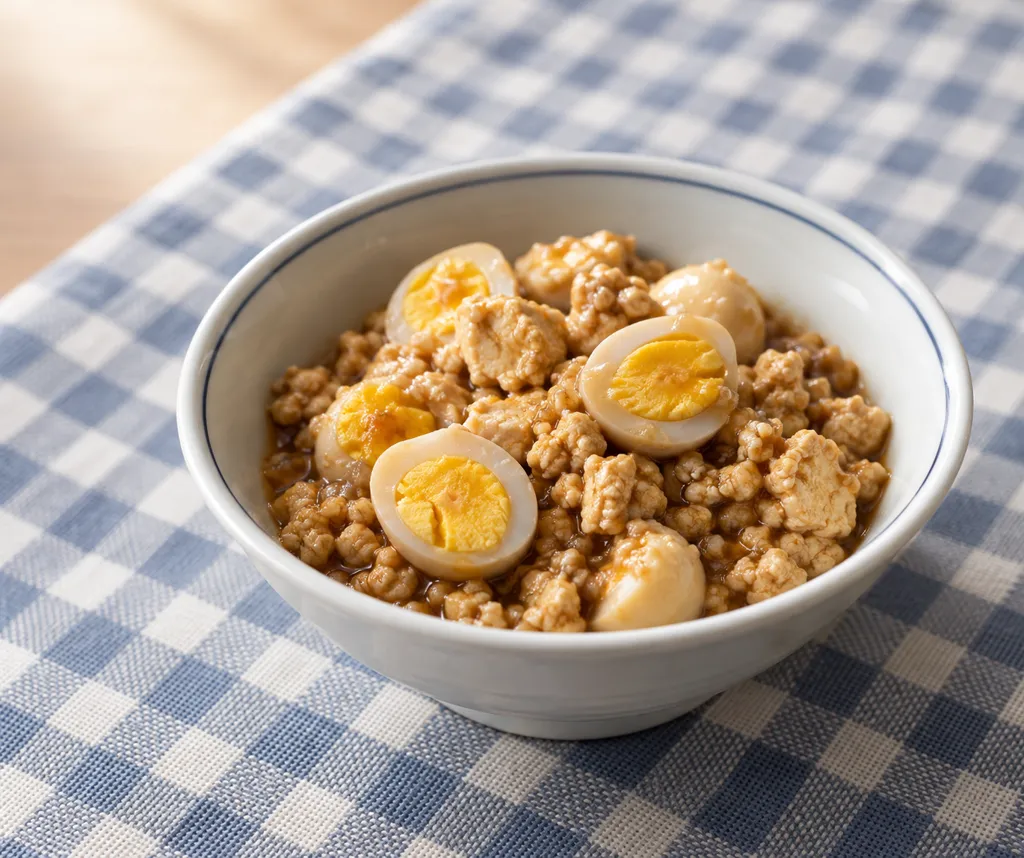 豆腐とうずらの卵の甘辛そぼろの完成イメージ