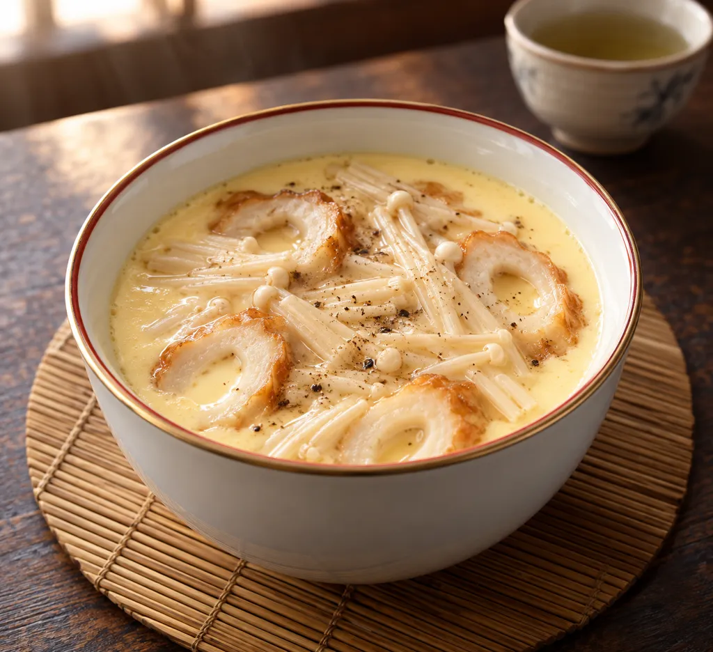ちくわとえのきの中華茶碗蒸しの完成イメージ