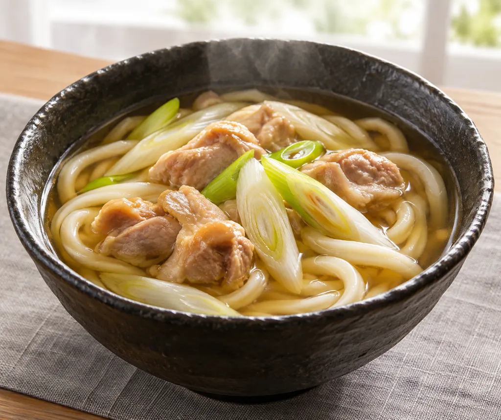 鶏もも肉とねぎのかけうどんの完成イメージ