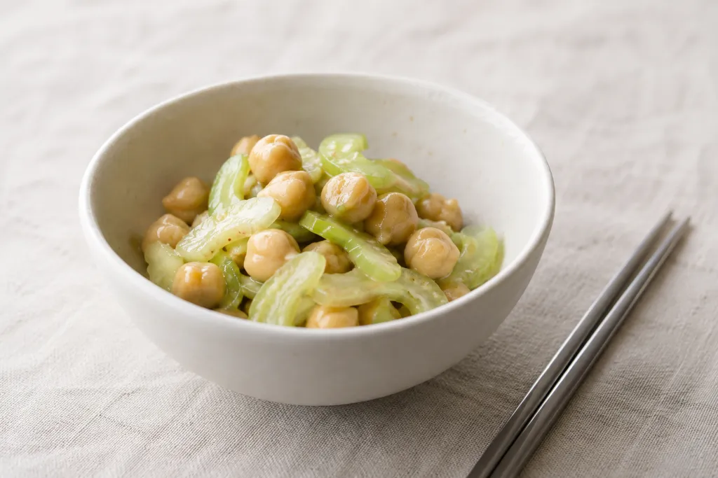 ひよこ豆とセロリのエスニック豆サラダの完成イメージ