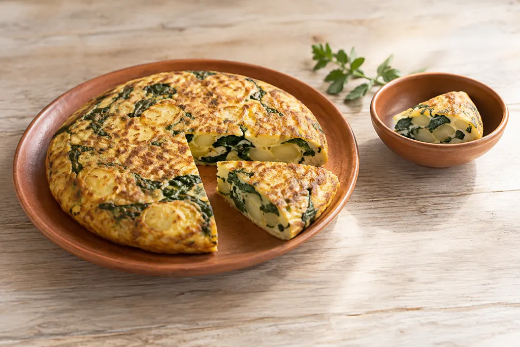 じゃがいもとほうれん草の卵焼きの完成イメージ