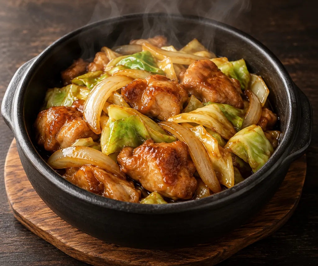 鶏もも肉とキャベツの甘辛炒めの完成イメージ
