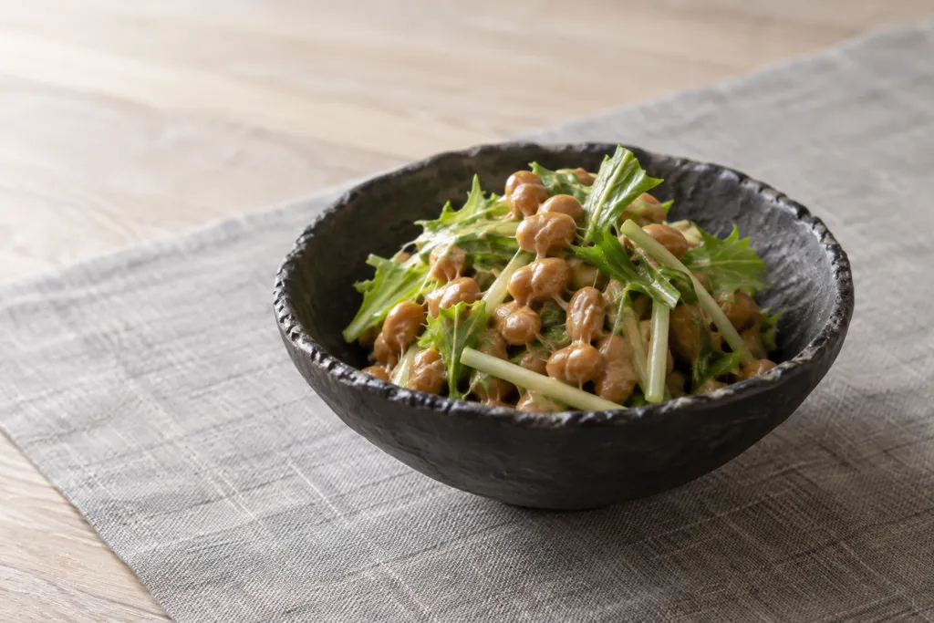 納豆と水菜のしゃきしゃき和えの完成イメージ