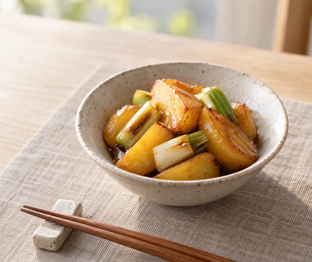 じゃがいもとねぎの照り煮の完成イメージ