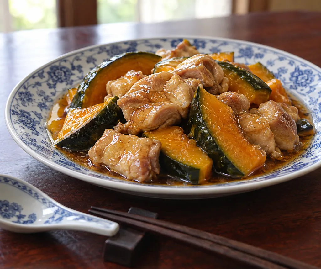 鶏もも肉とかぼちゃの中華蒸し鶏の完成イメージ