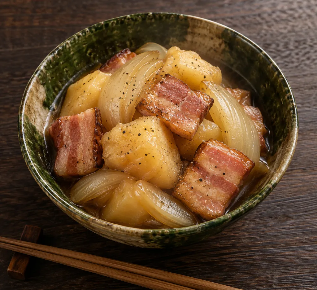ベーコンと玉ねぎの肉じゃがの完成イメージ