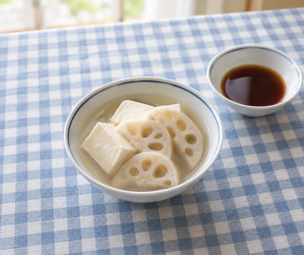 れんこんの湯豆腐の完成イメージ
