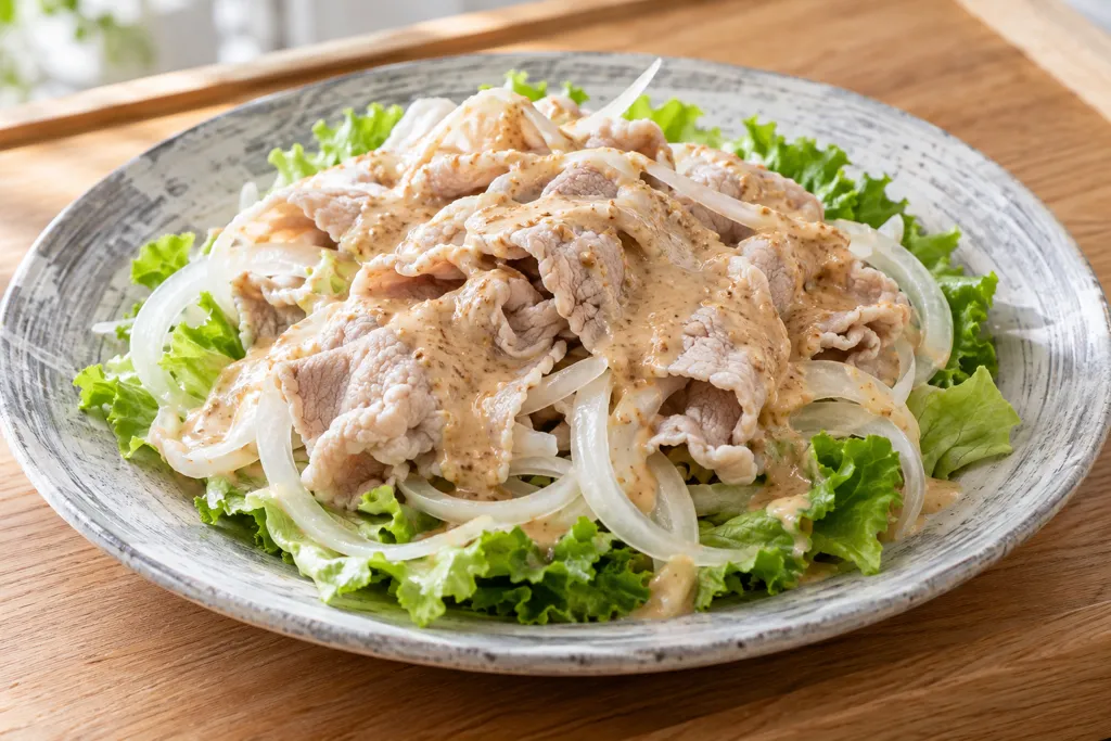 豚と新玉ねぎの冷しゃぶごまだれの完成イメージ