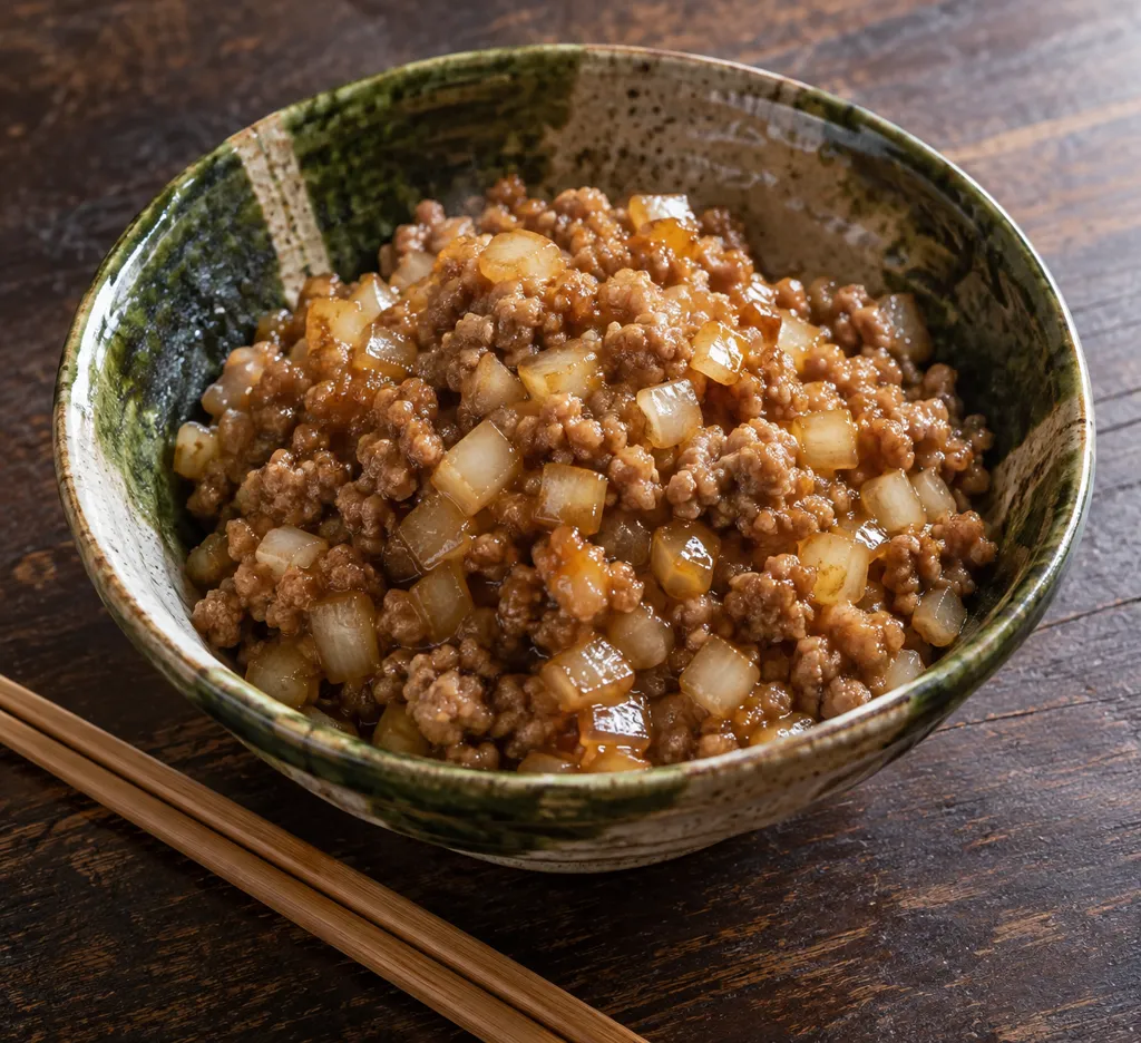 豚ひき肉と玉ねぎのしょうが炒めの完成イメージ