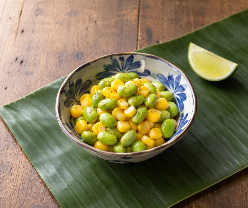 枝豆ととうもろこしのエスニック豆サラダの完成イメージ