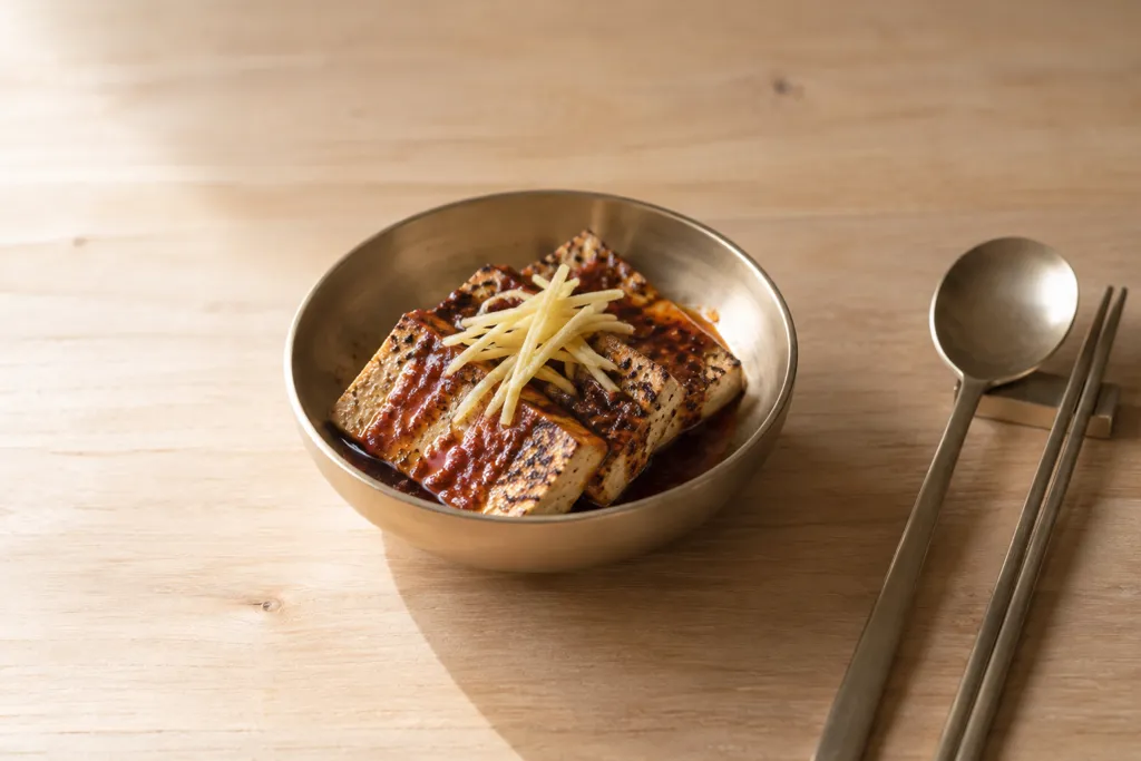 焼き豆腐のピリ辛だれがけの完成イメージ