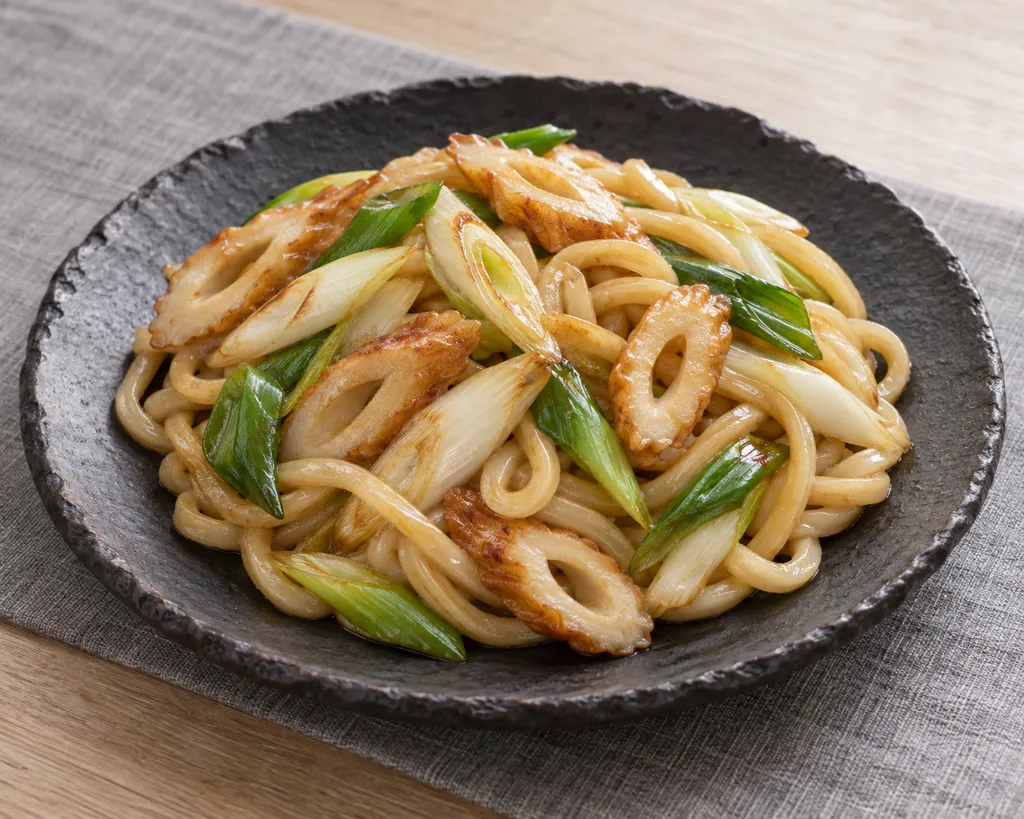 ちくわとねぎの和風焼きうどんの完成イメージ