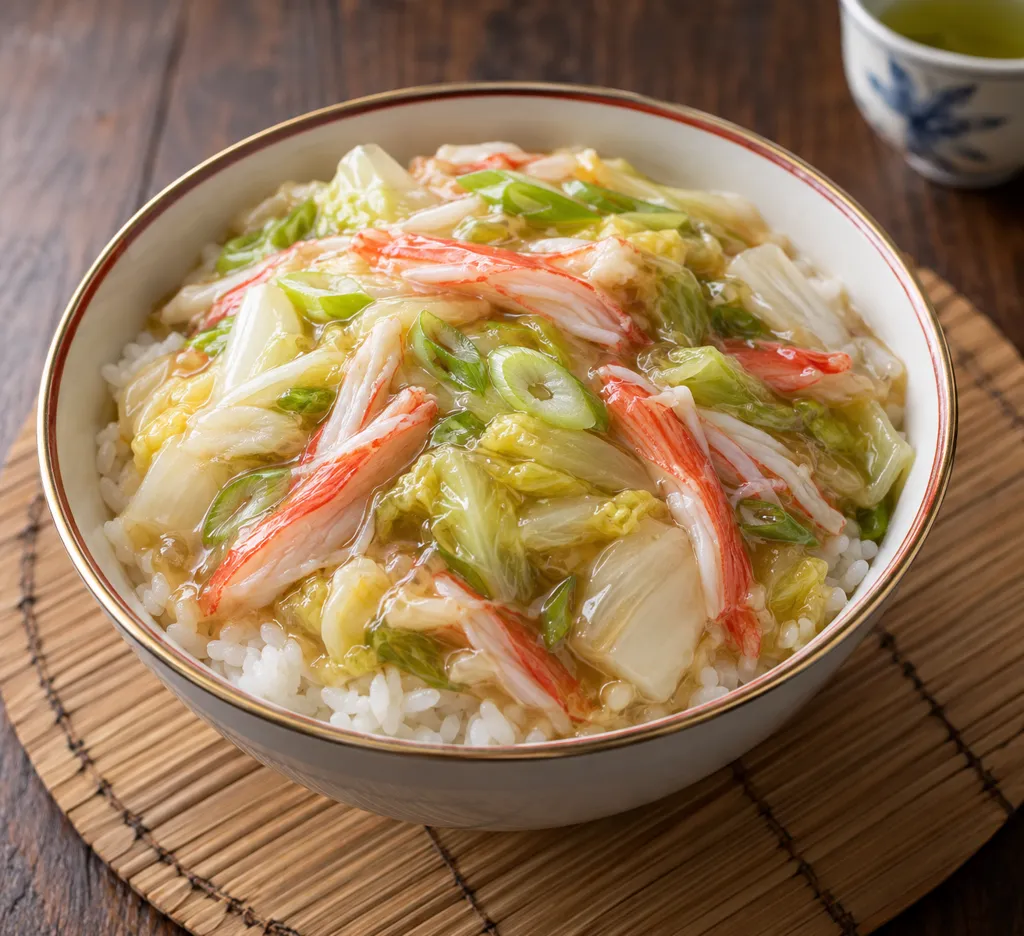 かにかまと白菜のあんかけ丼の完成イメージ