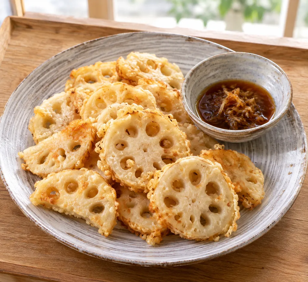れんこんの衣揚げ焼きの完成イメージ