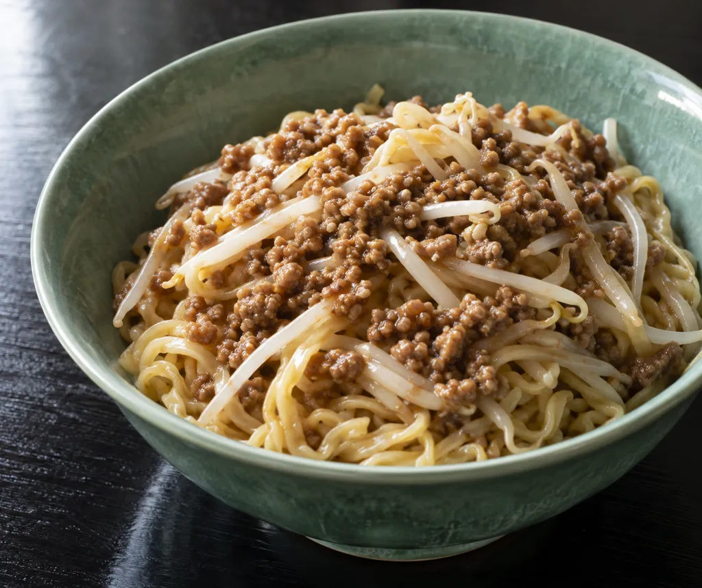 豚ひき肉ともやしのジャージャー麺の完成イメージ