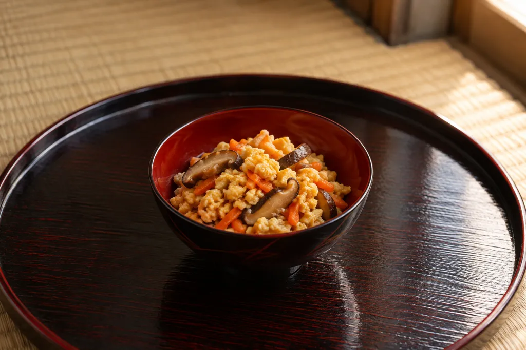 にんじんとしいたけの炒り卵の完成イメージ