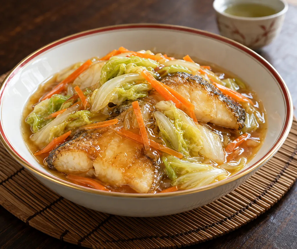 かれいと白菜の甘酢あんかけの完成イメージ