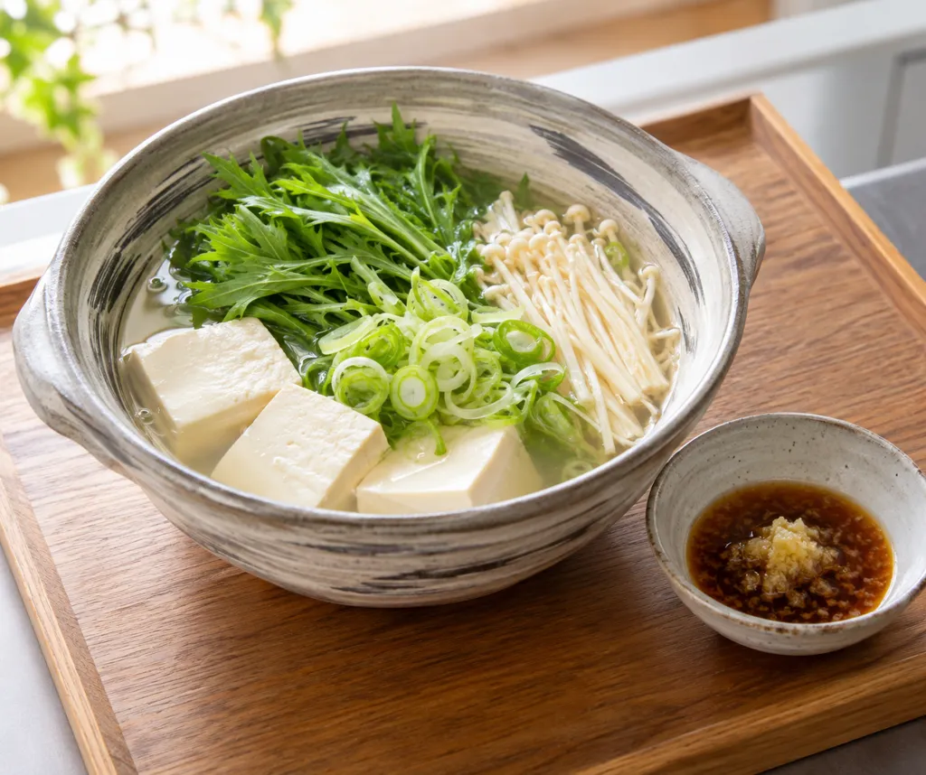 豆腐と水菜の寄せ鍋の完成イメージ