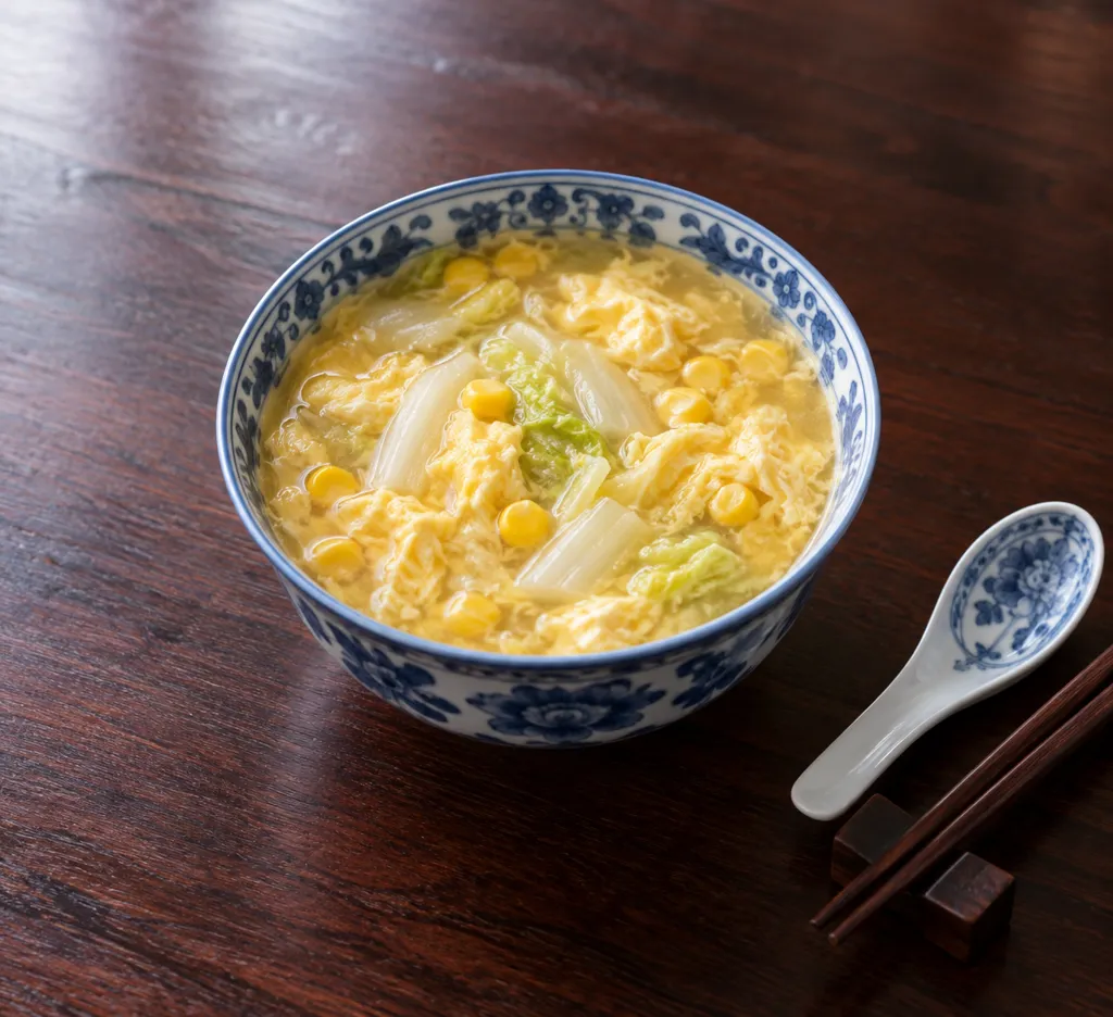 白菜と卵の中華コーンスープの完成イメージ