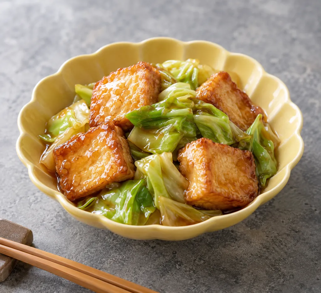 厚揚げとキャベツの中華甘酢焼きの完成イメージ