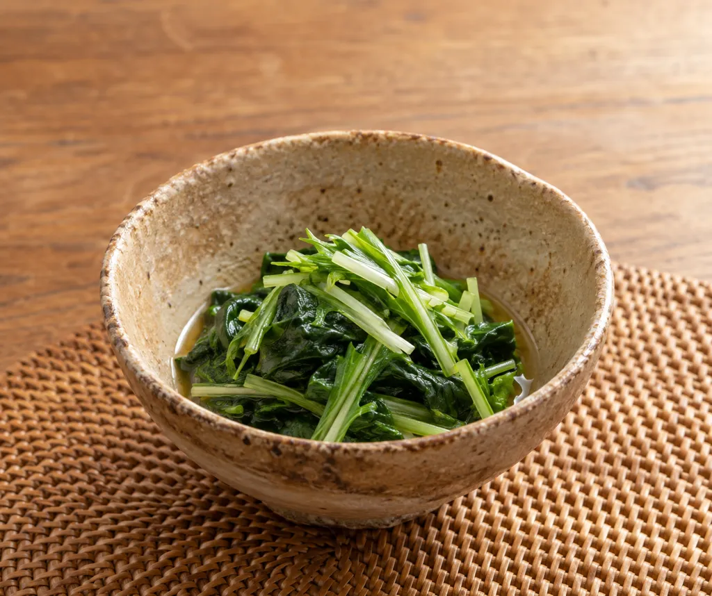 ほうれん草と水菜のレンジおひたしの完成イメージ