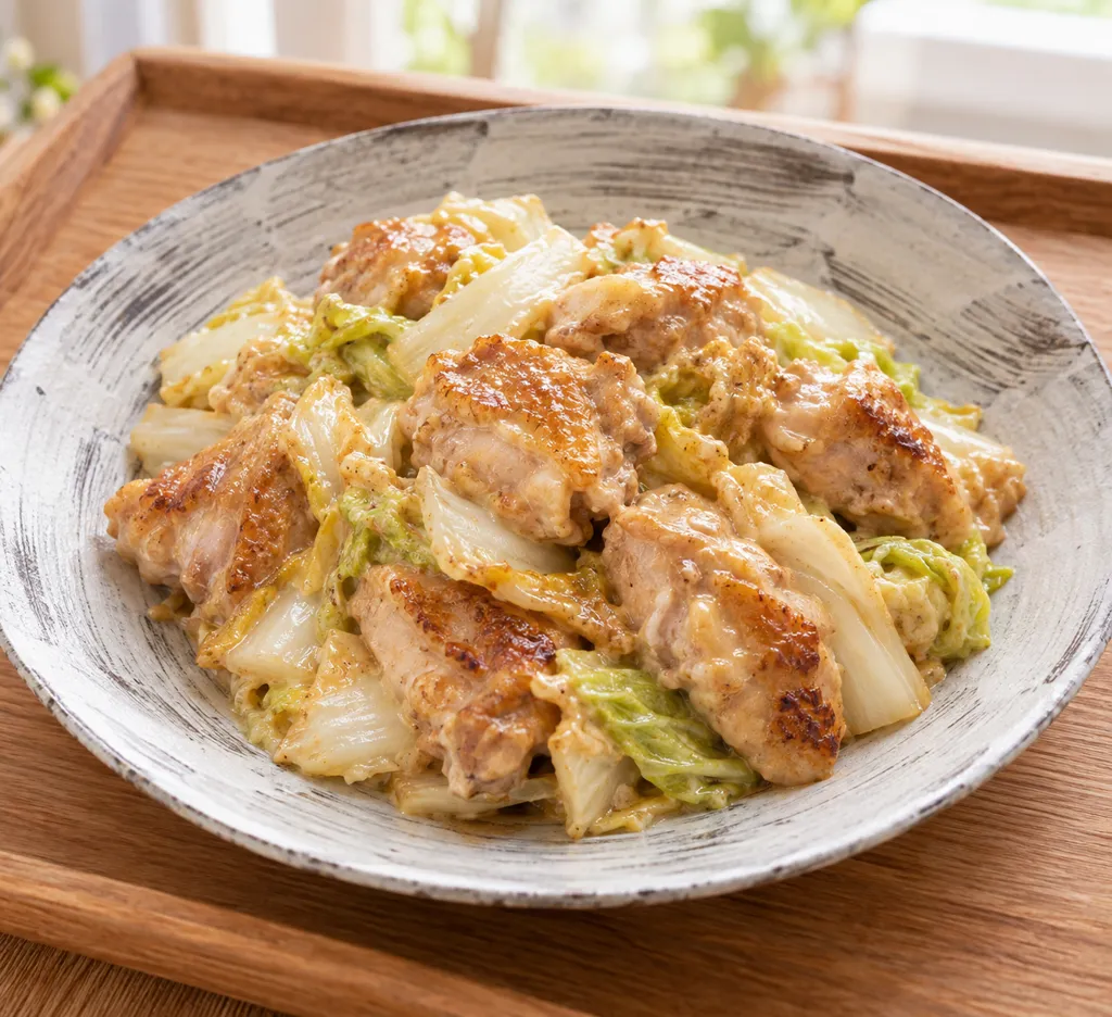 鶏もも肉と白菜のしょうがマヨ焼きの完成イメージ