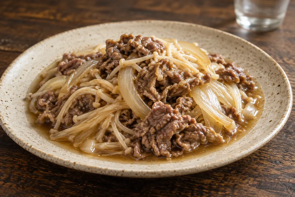 牛こま肉とえのきのコンソメ煮の完成イメージ