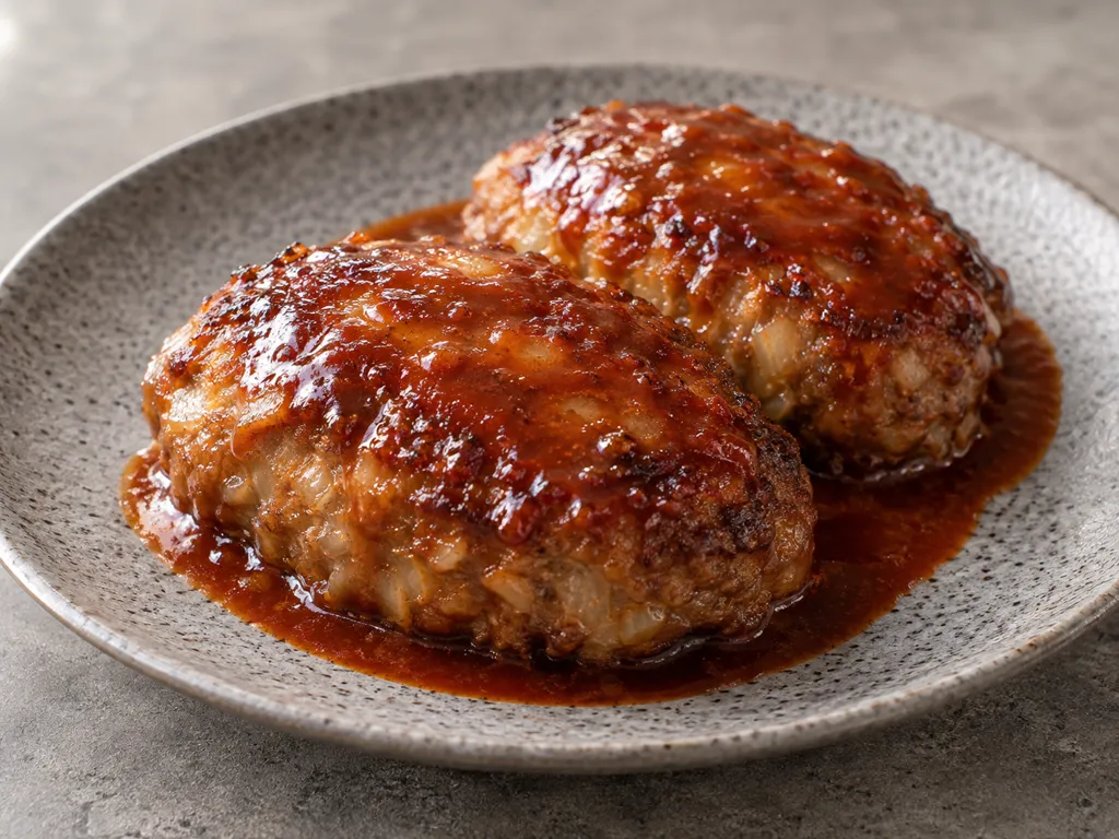 合いびき肉と玉ねぎの韓国ハンバーグの完成イメージ
