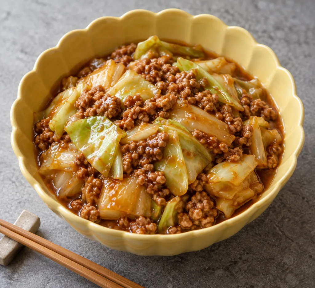 豚ひき肉とキャベツの麻婆の完成イメージ