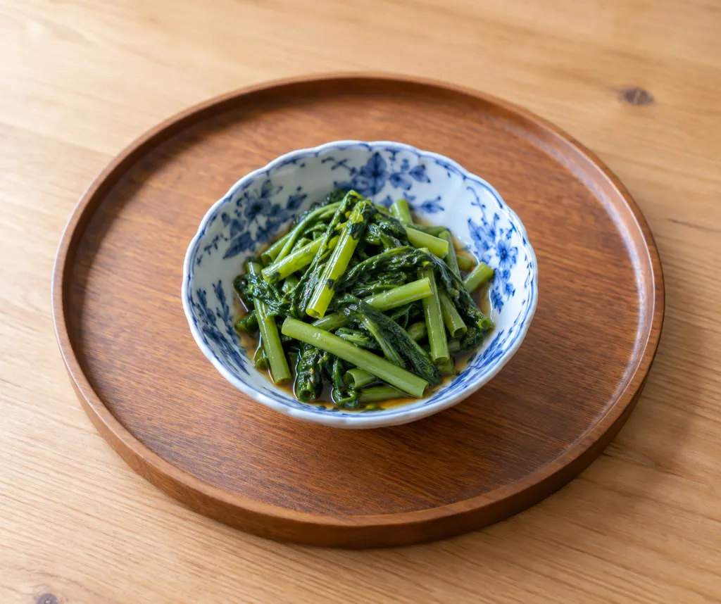 空心菜のからし醤油和えの完成イメージ